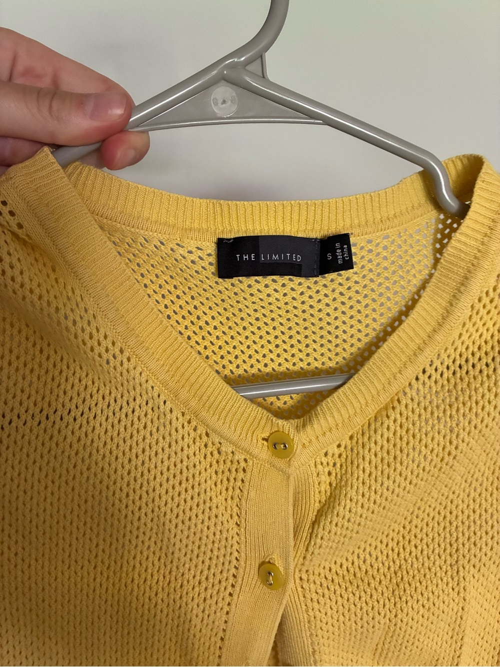 The Limited Bright Yellow Open-Knit Button Cardigan